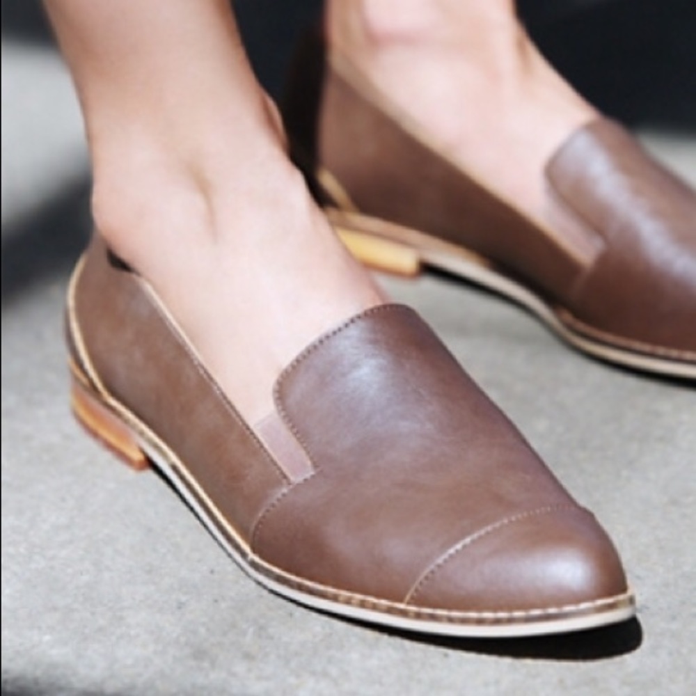 Brown vegan leather flats